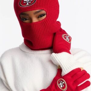 NFL 49Ers Cold Weather 2 Piece Hat And Glove Set - Red/combo